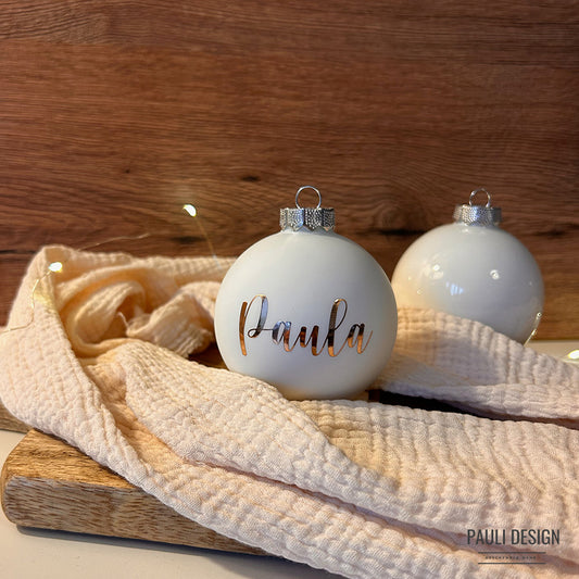 Baumschmuck 8cm Echtglas #hello inkl. Name Weihnachtskugel viele Farben