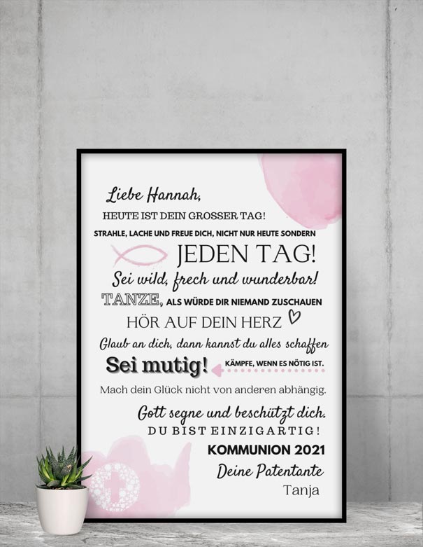 Poster Erstkommunion Rosa